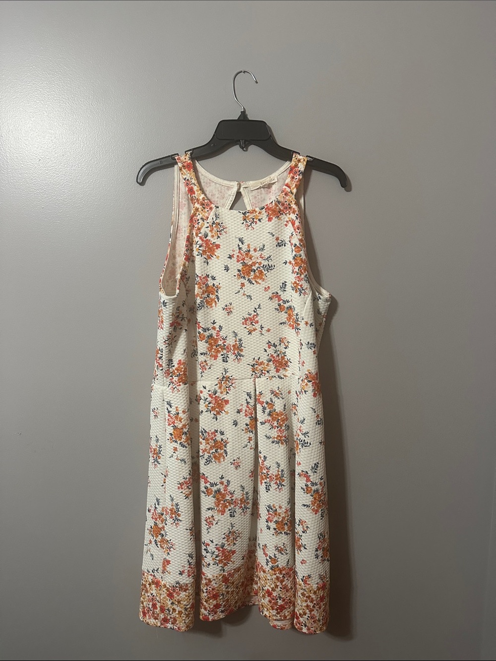 Rewind Cream Midi Dress with Orange Floral Print